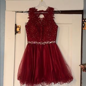 Red sequence formal dress